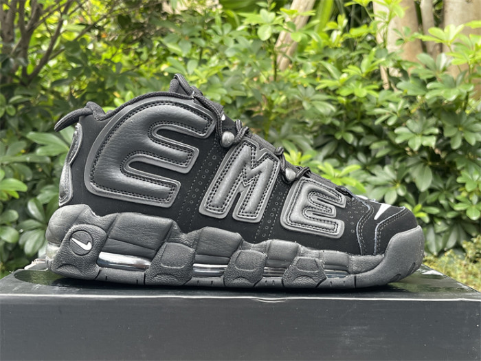 Authentic Supreme x Nike Air More Uptempo Black