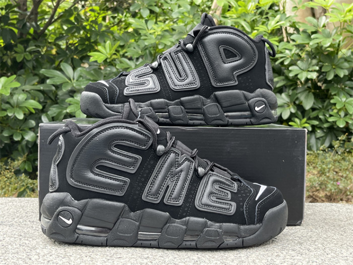 Authentic Supreme x Nike Air More Uptempo Black