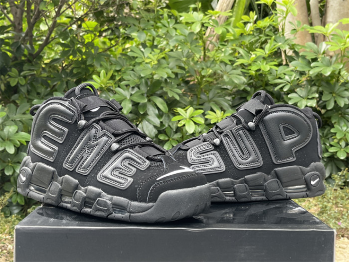 Authentic Supreme x Nike Air More Uptempo Black