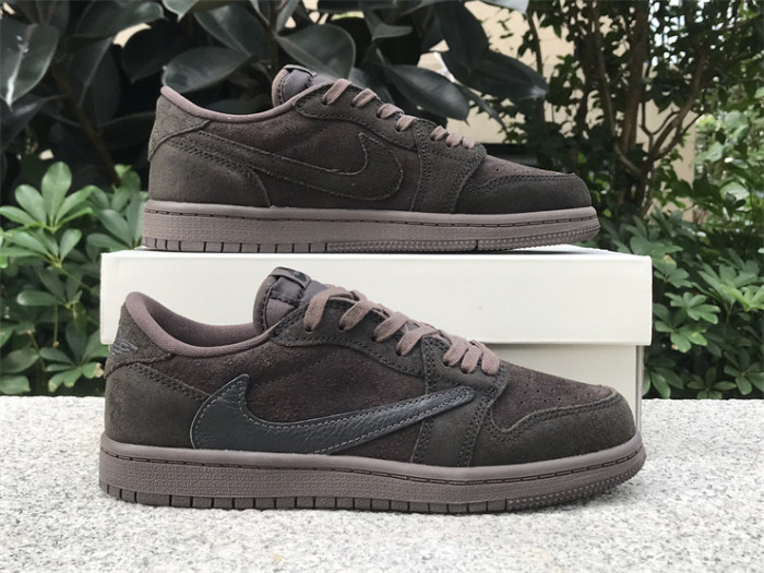 Authentic Travis Scott x Air Jordan 1 Low OG “Velvet Brown” Kids