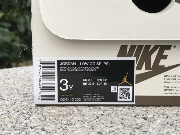 Authentic Travis Scott x Air Jordan 1 Low OG “Velvet Brown” Kids