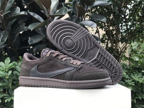 Authentic Travis Scott x Air Jordan 1 Low OG “Velvet Brown” Kids