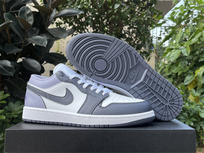 Authentic Air Jordan 1 Low White Purple GS