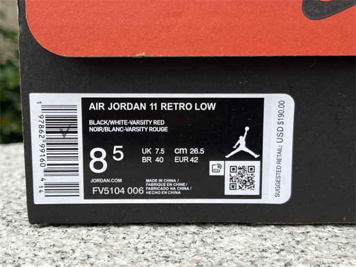 Authentic Air Jordan 11 Low “Bred” 2025