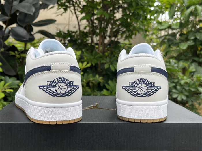 Authentic Air Jordan 1 Low Midnight Navy Neutral Grey