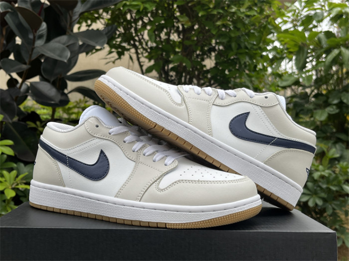 Authentic Air Jordan 1 Low Midnight Navy Neutral Grey