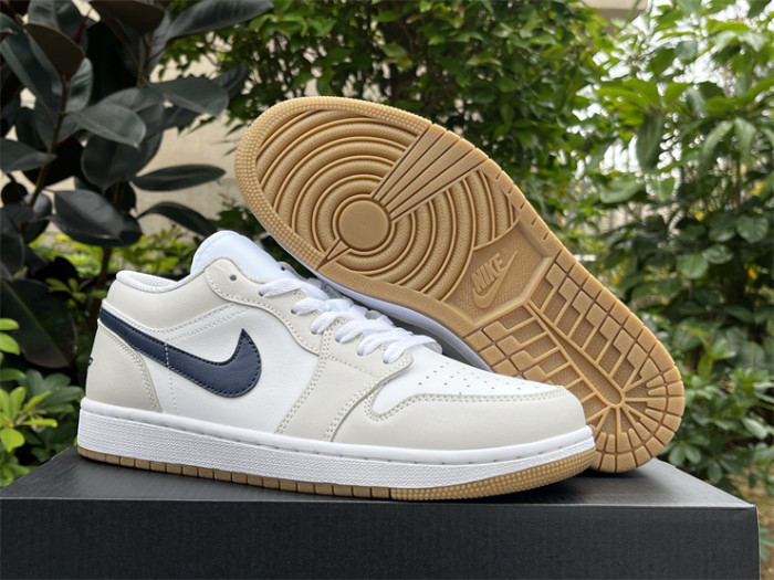 Authentic Air Jordan 1 Low Midnight Navy Neutral Grey