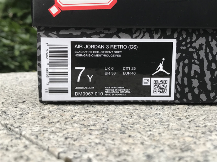 Authentic Air Jordan 3 “Black Cement” 2024 GS