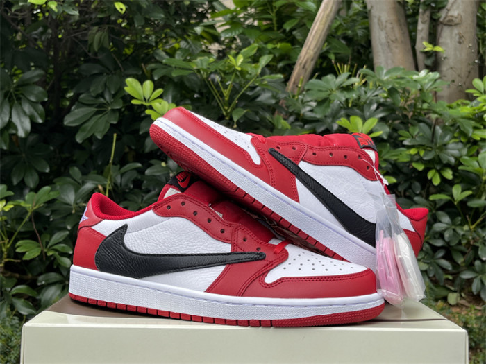 Authentic Travis Scott x Air Jordan 1 Low OG White Red