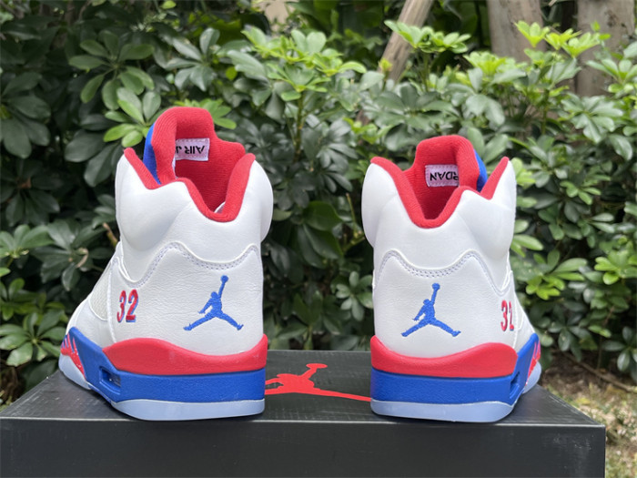 Authentic Air Jordan 5 White Blue Red