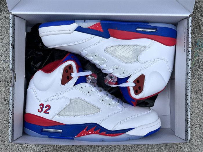 Authentic Air Jordan 5 White Blue Red