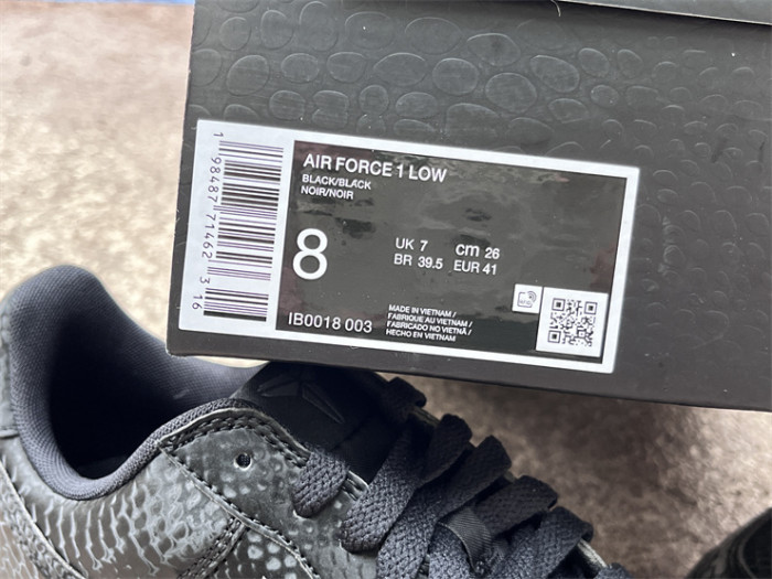 Authentic Nike Air Force 1 Low Kobe Forever Triple Black