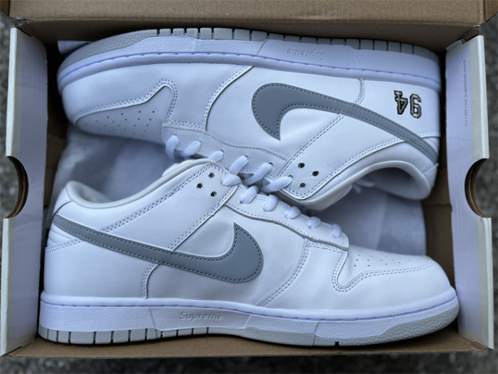 Authentic Nike SB Dunk Low Supreme 94 White Metallic Silver