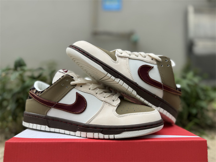 Authentic Nike Dunk Low Khaki Leopard