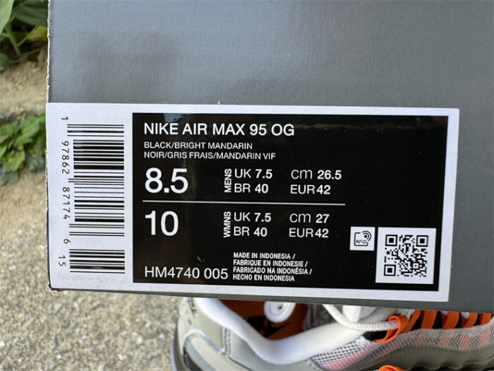 Authentic Nike Air Max 95 OG Big Bubble Bright Mandarin