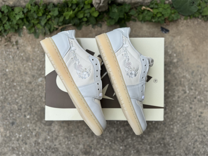 Authentic Air Jordan 1 Retro Low OG Rabbit Floral Swoosh