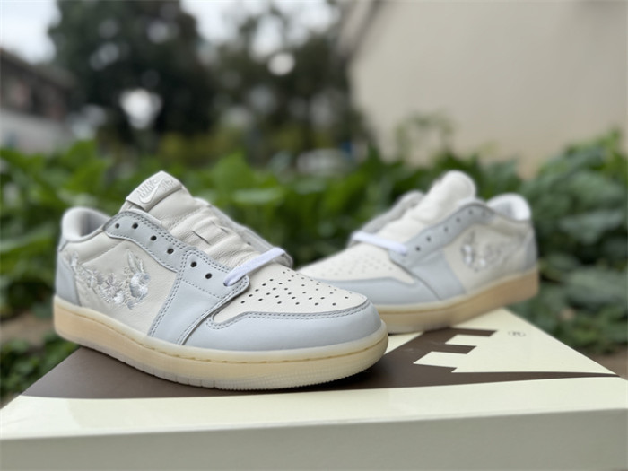 Authentic Air Jordan 1 Retro Low OG Rabbit Floral Swoosh