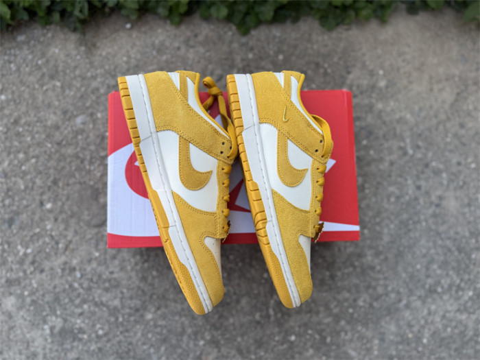 Authentic Nike Dunk Low Dark Sulfur Gold Mini Swoosh