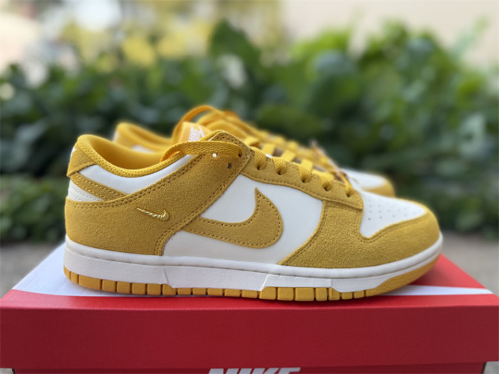 Authentic Nike Dunk Low Dark Sulfur Gold Mini Swoosh