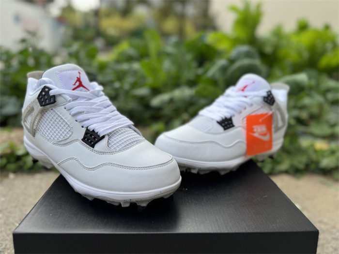 Authentic Jordan 4 Retro TD Cleat White Cement