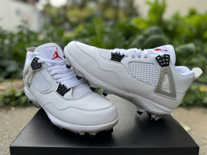 Authentic Jordan 4 Retro TD Cleat White Cement