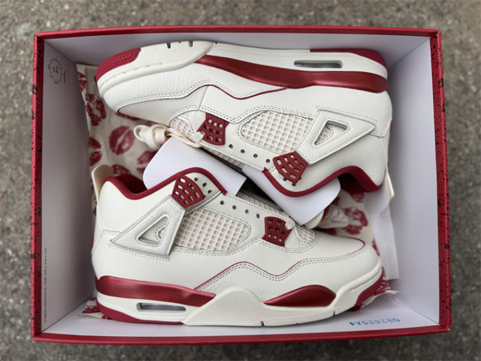 Authentic Air Jordan 4 Retro Valentine's Day Sierra Red