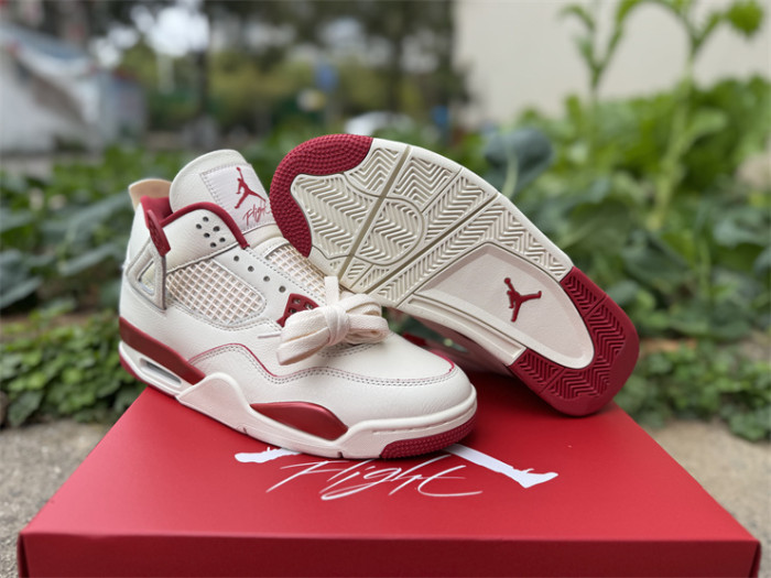 Authentic Air Jordan 4 Retro Valentine's Day Sierra Red