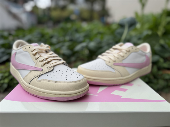 Authentic Travis Scott x Air Jordan 1 Low OG Muslin Shy Pink
