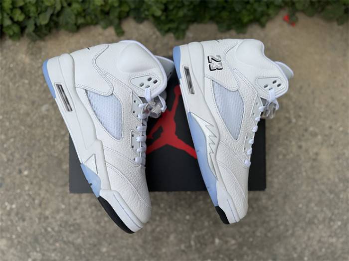 Authentic Air Jordan 5  White Metallic