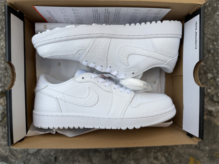 Authentic Air Jodan 1 Low Golf White Crocodile