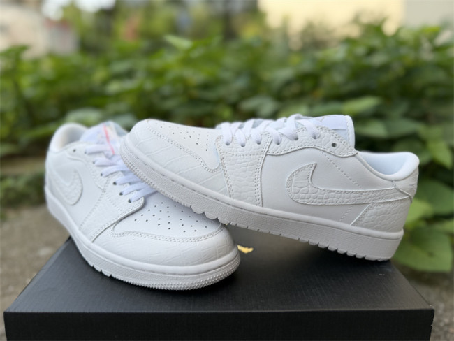 Authentic Air Jodan 1 Low Golf White Crocodile GS