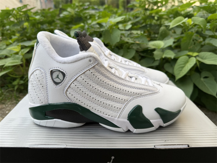 Authentic Air Jordan 14 Retro White Forest Green