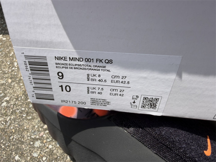 Nike Mind 001 Flyknit Slide Bronze Eclipse Total Orange (fit small)