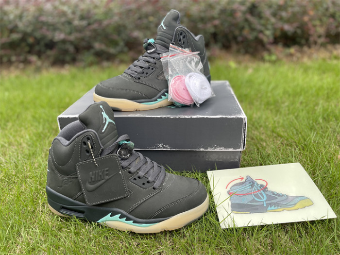 Authentic Air Jordan 5 Retro SoleFly Black Aurora Green