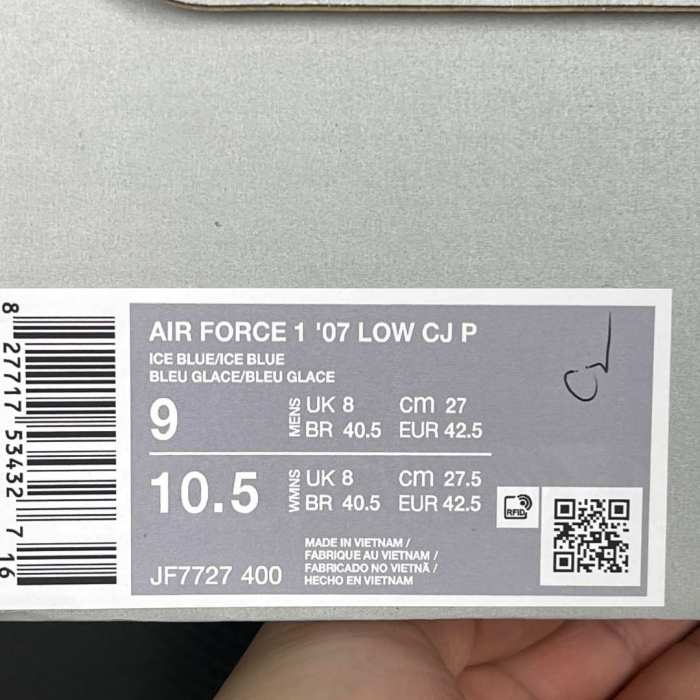 Authentic Travis Scott x Nike Air Force 1 Low '07 'Ice Blue'