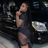 Sexy Short Sleeve Jumpsuit Hollow Mesh Perspective Shorts Suit Women