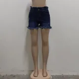 Fashion Versatile Slim Fit Washed Ripped Denim Stretch Shorts