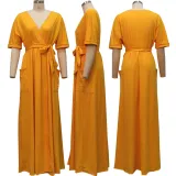 Sexy Fashion Solid Color V-Neck Women's Dress