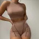 Solid Color Crew Neck Vest High Waist Casual Shorts Set