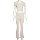 Sexy Backless Strap Slim Top High Waist Straight Pants Suit Women