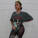 Women's Short Sleeve Summer Print Crew Neck Casual Loose T-Shirt