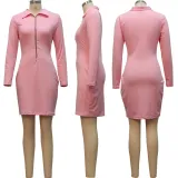 Sexy fashion solid color women's stitching dress