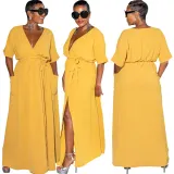 Sexy Fashion Solid Color V-Neck Women's Dress