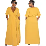 Sexy Fashion Solid Color V-Neck Women's Dress
