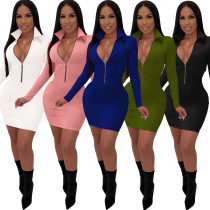 Sexy fashion solid color women's stitching dress