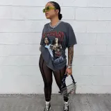 Women's Short Sleeve Summer Print Crew Neck Casual Loose T-Shirt