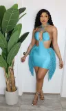 Women's suspenders open back tassel hollow short connection