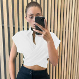 Top solid color cropped short-sleeved t-shirt