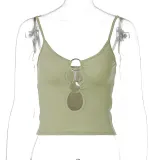 Fashionable Chest Cutout Navel Slim Fit Sling Top