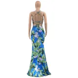 new dress leaf print slim long skirt